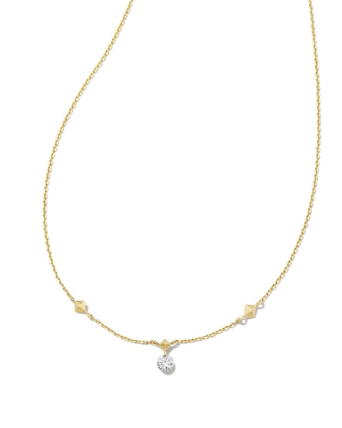 0.1 ct Floating Lab Grown White Diamond Pendant Necklace in 14k Yellow Gold