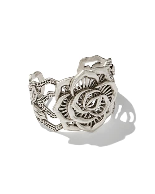 Ansel Rose Statement Cuff in Vintage Silver