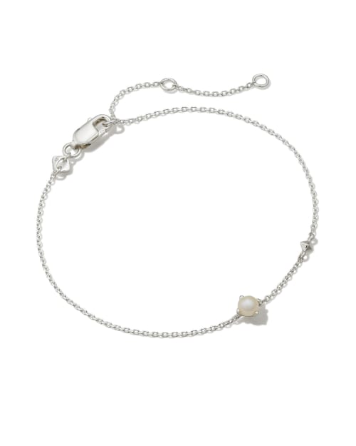 Maisie Sterling Silver Delicate Chain Bracelet in Freshwater Cultured Pearl
