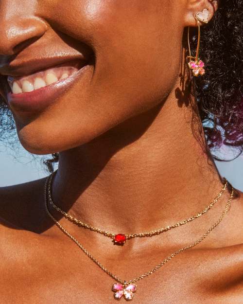 Mae Gold Butterfly Wire Drop Earrings in Azalea Pink Mix Kendra