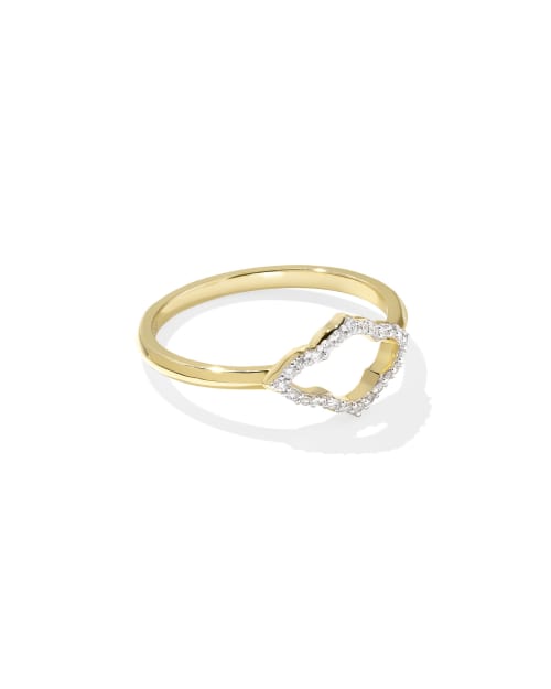 Abbie 14k Yellow Gold Pave Open Frame Band Ring