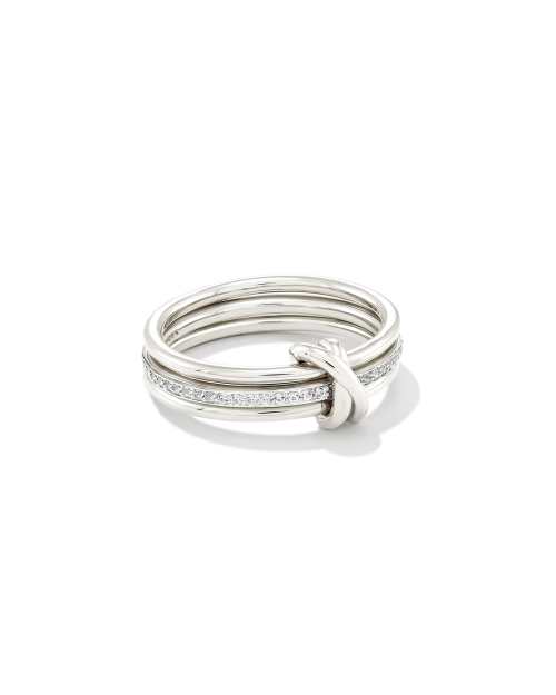 Tia Sterling Silver Band Ring in White Sapphire