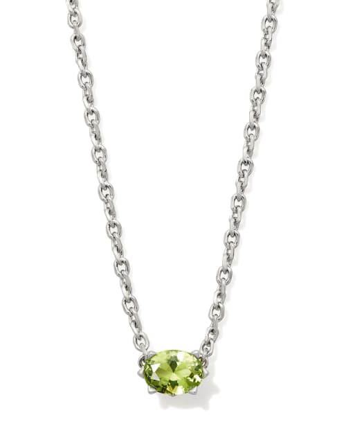 Cailin Silver Pendant Necklace in Light Green Crystal