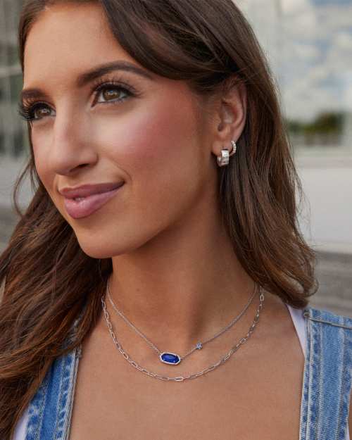 Elisa Silver Pave Star Short Pendant Necklace Kendra Scott