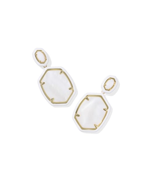 Daphne Enamel Frame Gold Drop Earrings