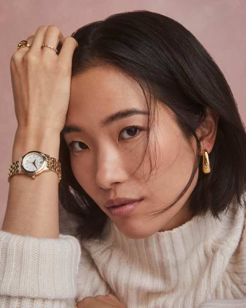 Alex Gold Tone Stainless Steel 28mm Watch in Ivory Mother-of-Pearl