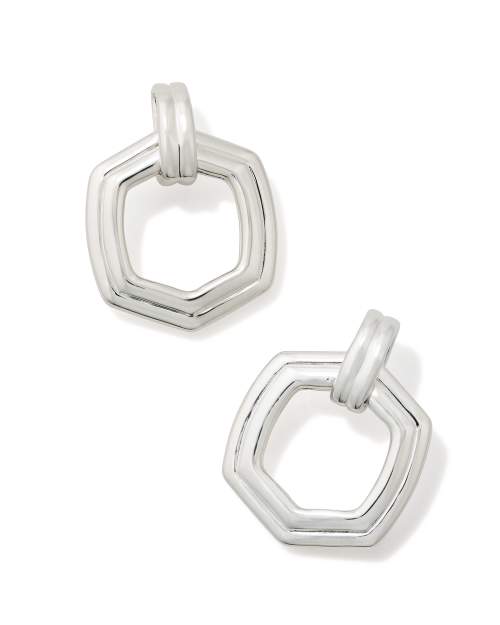 Davie Ridged Open Frame Earrings in Sterling Silver