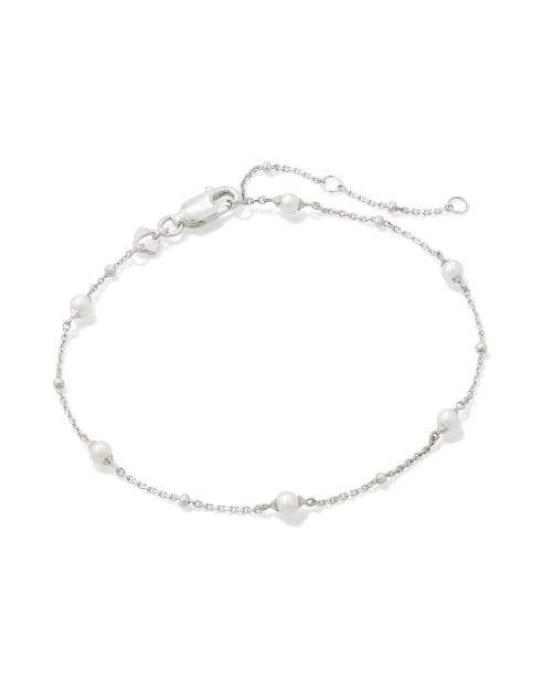 Emmaline Sterling Silver Delicate Chain Bracelet in Freshwater Cultured Pearl