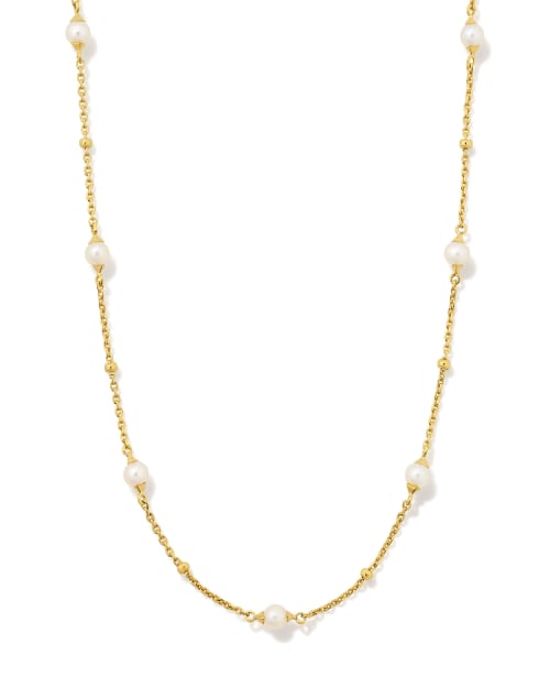 Emmaline 18k Gold Vermeil Pendant Necklace in White Pearl