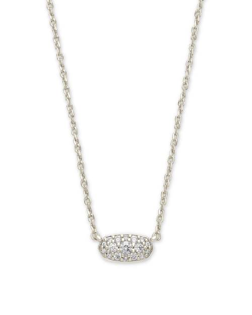 Grayson Silver Pendant Necklace in White CZ