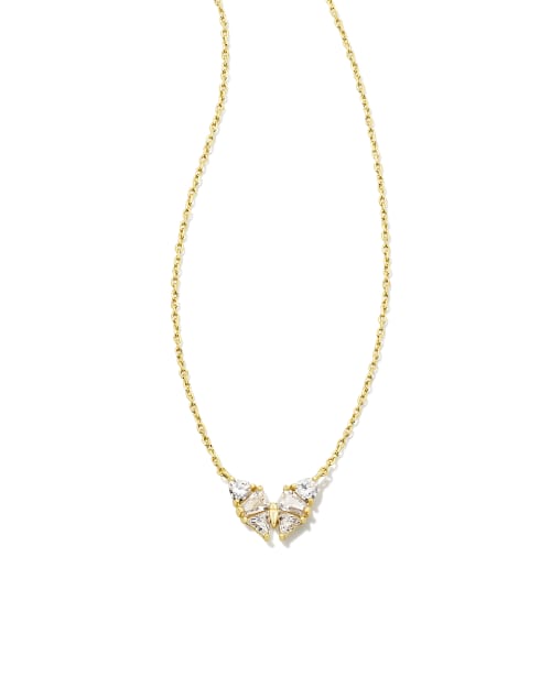 Blair Gold Butterfly Huggie Earrings in White Crystal