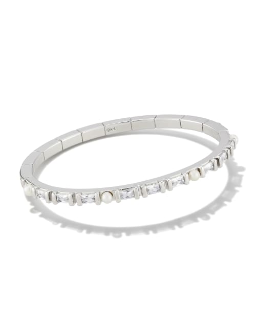 Gracie Silver Bangle Bracelet in White Mix Kendra Scott