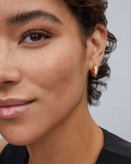 Cailin Silver Crystal Hoop Earrings in White Crystal