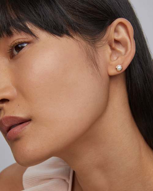 Davie Pearl Sterling Silver Stud Earrings in Freshwater Cultured