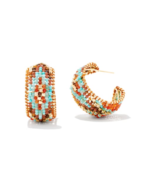 Britt Gold Hoop Earrings in Red Mix Kendra Scott