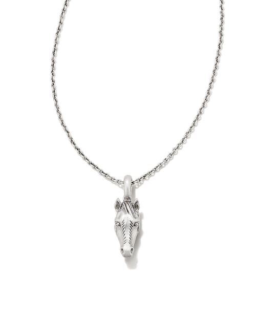 Beau Horse Pendant Necklace in Vintage Silver