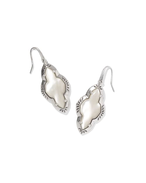 Abbie Vintage Silver Etch Frame Drop Earrings