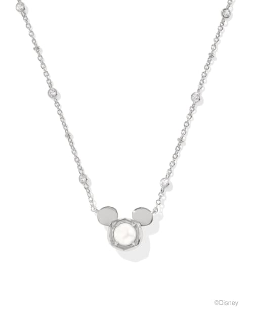 Disney | Kendra Scott Silver Mickey Mouse Short Pendant Necklace in Freshwater Cultured Pearl