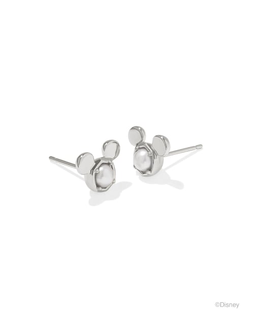 Disney | Kendra Scott Silver Mickey Mouse Stud Earrings in Freshwater Cultured Pearl