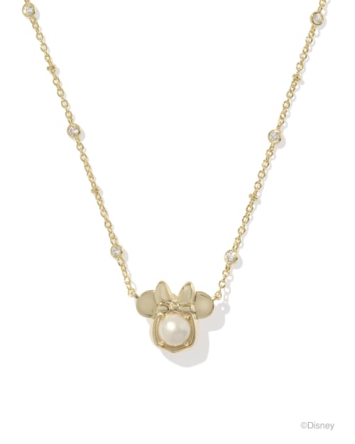 Disney | Kendra Scott Gold Minnie Mouse Short Pendant Necklace in Freshwater Cultured Pearl