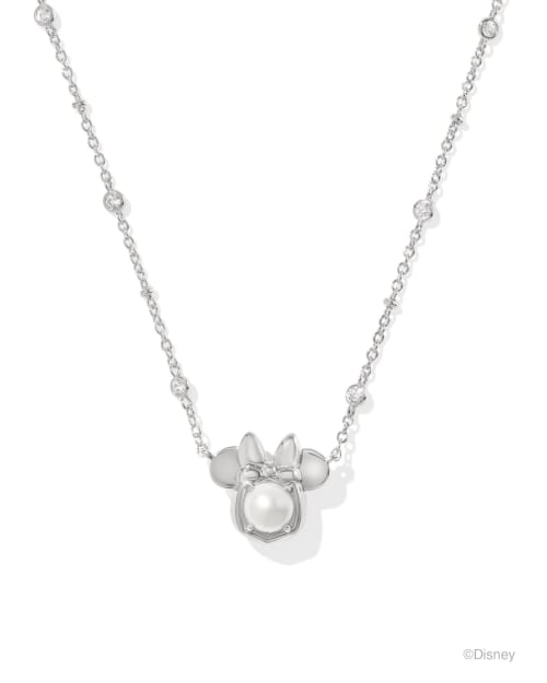 Disney | Kendra Scott Silver Minnie Mouse Short Pendant Necklace in Freshwater Cultured Pearl