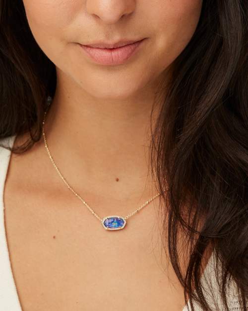 Elisa Pendant Royal Blue Kyocera Opal Kendra Scott Elisa Gold