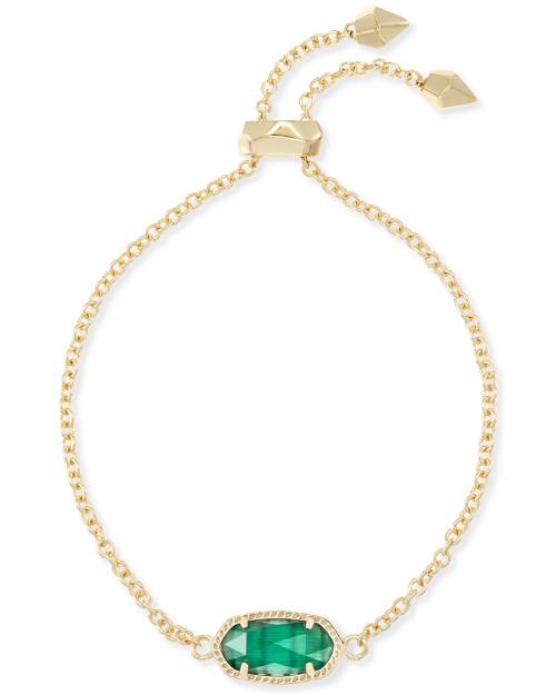 Elaina Gold Adjustable Chain Bracelet in Emerald Cat’s Eye
