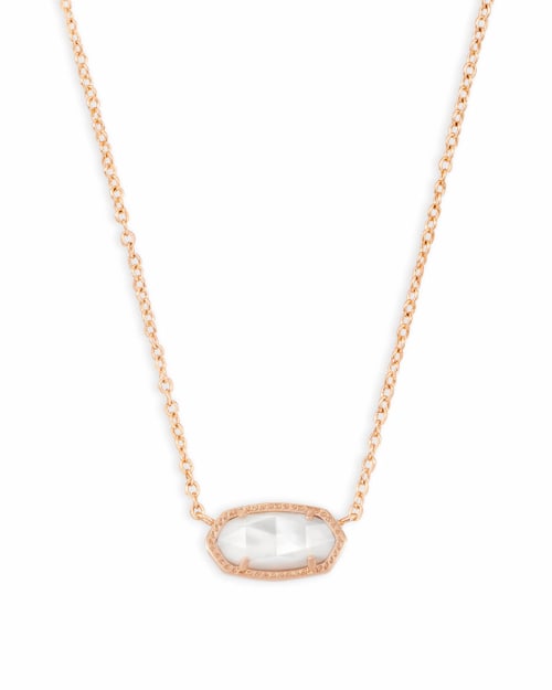 Elisa Rose Gold Pendant Necklace in Ivory Pearl
