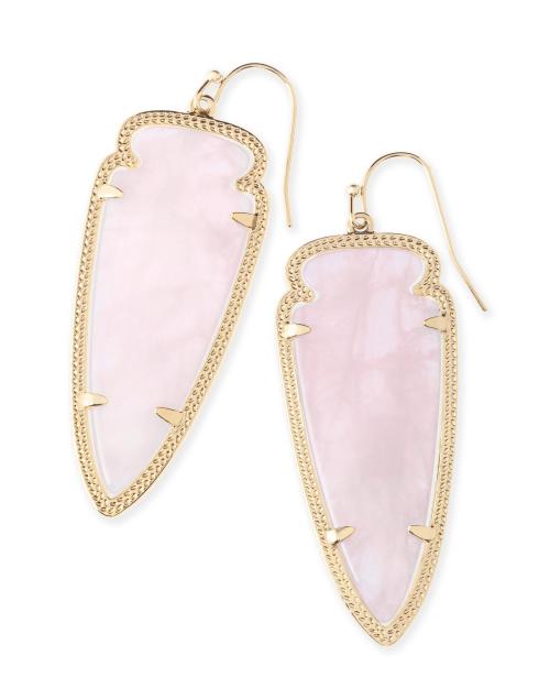 Boucles D'oreilles Kendra Scott Arrowhead Skylar Ardoise Grise - Créoles Flèche Plaquées Or Jaune Neuf Sans Emballage