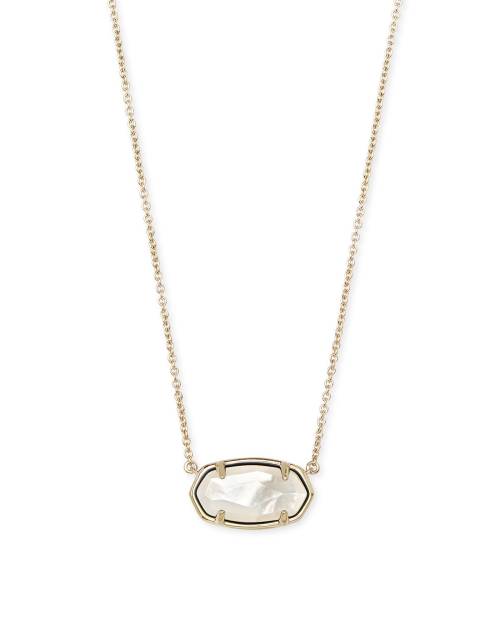 Elisa 18k Gold Vermeil Pendant Necklace in Ivory Mother Of Pearl