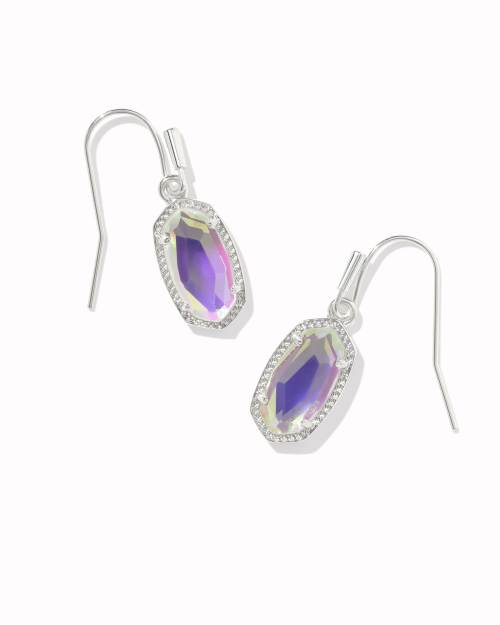 Lee Silver Drop Earrings in Dichroic Glass