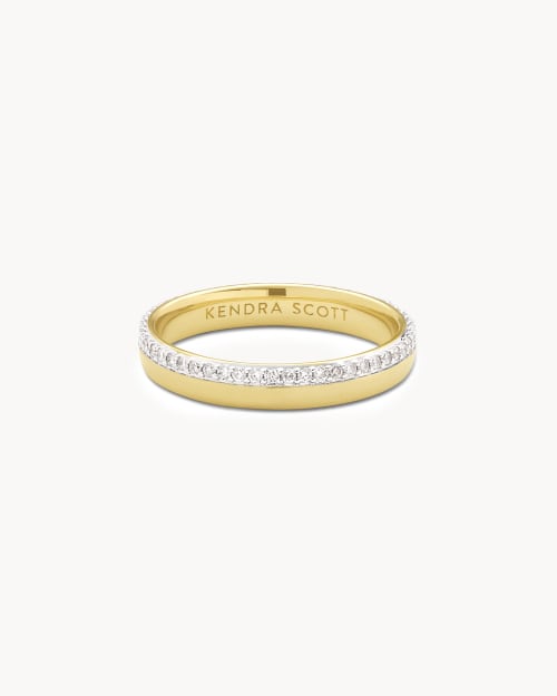 Whitney 14k Yellow Gold Band Ring in White Diamond