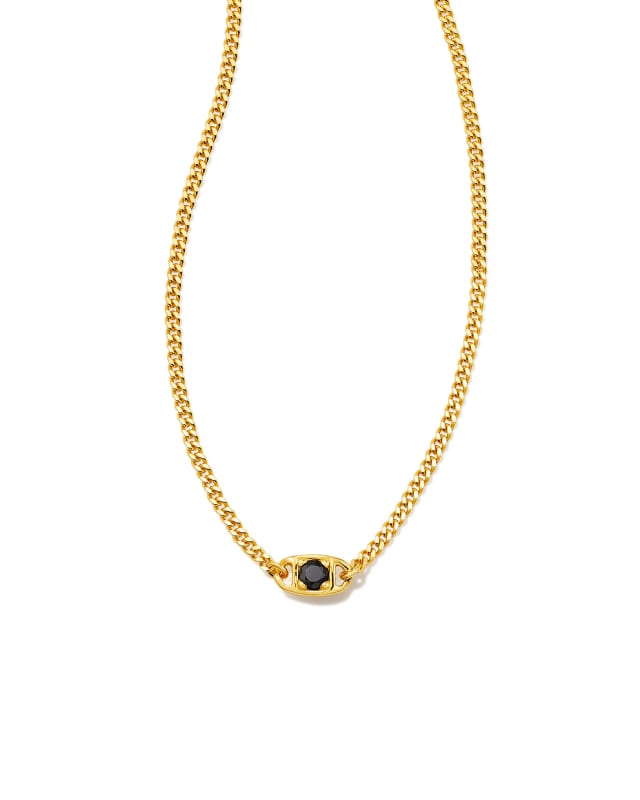 GOLD SMALL CURB CHAIN MONOGRAM NECKLACE