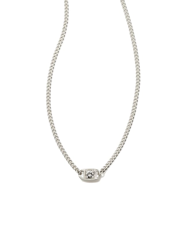 Delaney Sterling Silver Curb Chain Pendant Necklace in White Sapphire ...