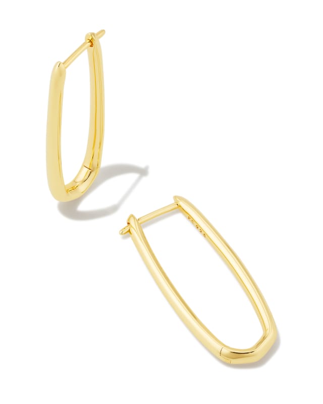 Ellen Elongated Hoop Earrings in 18k Gold Vermeil image number 0.0