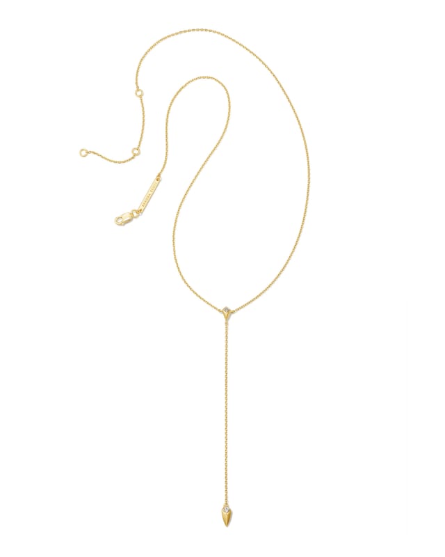 Kara 18k Gold Vermeil Y Necklace in White Sapphire | Kendra Scott