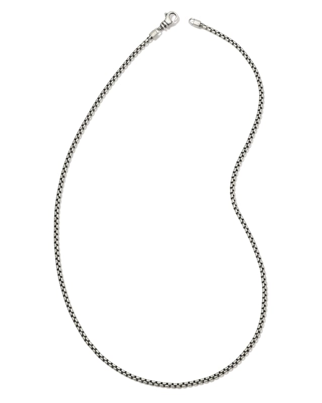 Beck 20" Thin Round Box Chain Necklace in Oxidized Sterling Silver image number 0.0