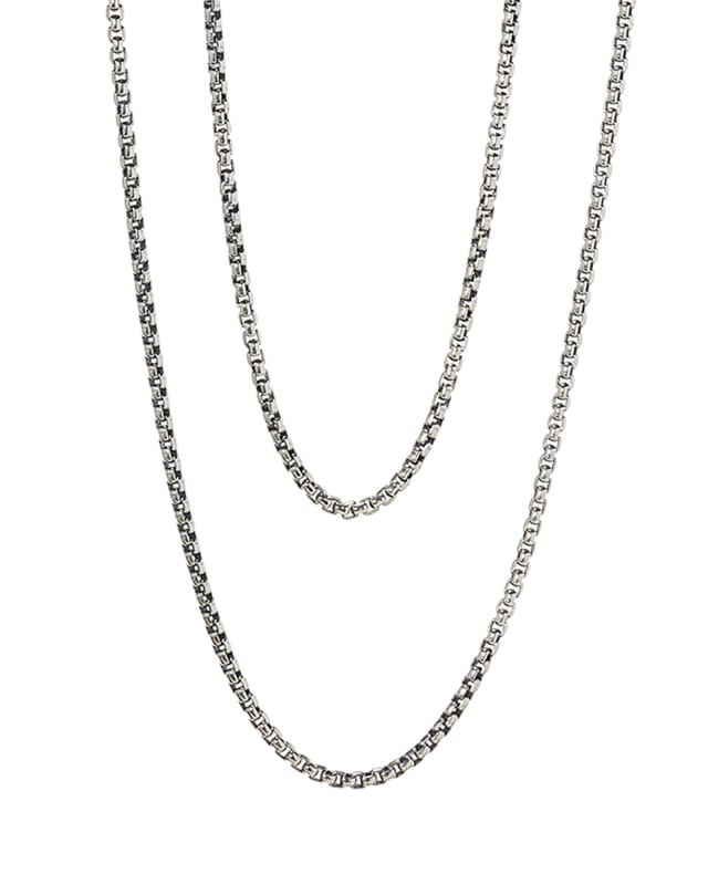 Beck 22" Thin Round Box Chain Necklace in Oxidized Sterling Silver image number 1.0