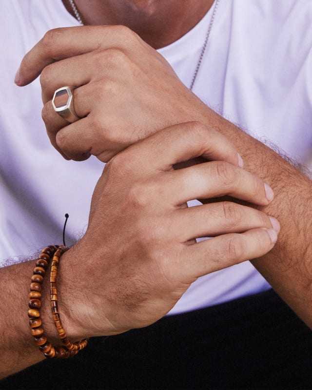 Hicks Oxidized Sterling Silver Stone Signet Ring in Brown Tiger’s Eye image number 1.0