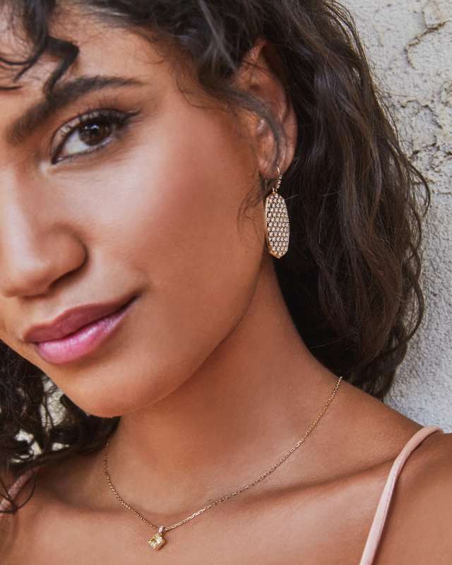 20th Anniversary Ellen 14k Yellow Gold Drop Earrings in White Diamond image number 4.0