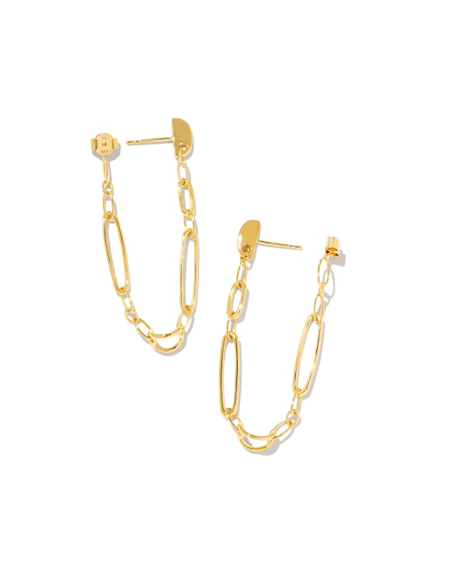 Josephine Linear Chain Earrings in 18k Gold Vermeil image number 1.0