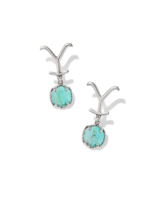 Yellow Rose by Kendra Scott x Yellowstone™ Vintage Silver Dutton Drop Earrings in Variegated Turquoise Magnesite image number 0.0