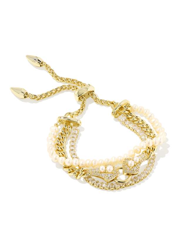 Krista Gold Statement Bracelet in White Mix image number 0.0