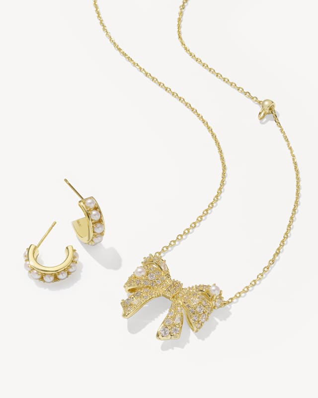 Krista Gold Huggie Earrings in Freshwater Cultured Pearl image number 3.0