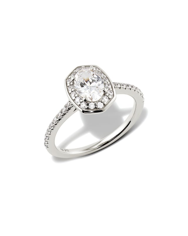 Oval Iconic Halo Engagement Ring in 14k White Gold image number 3.0