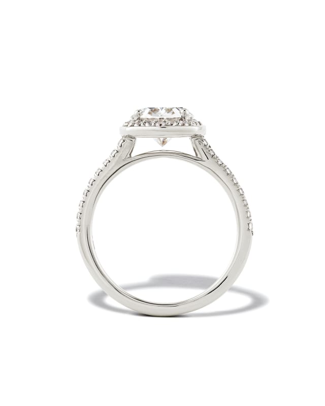 Oval Iconic Halo Engagement Ring in 14k White Gold image number 2.0