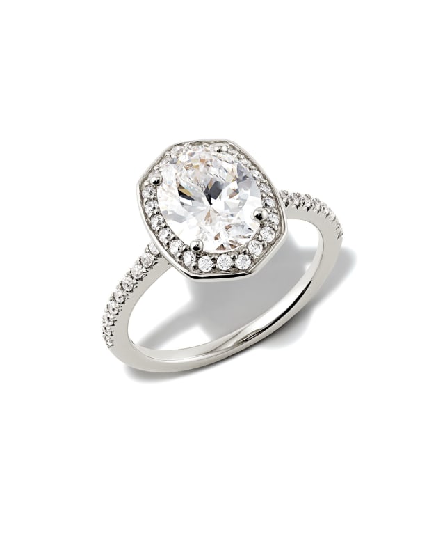 Oval Iconic Halo Engagement Ring in 14k White Gold image number 3.0