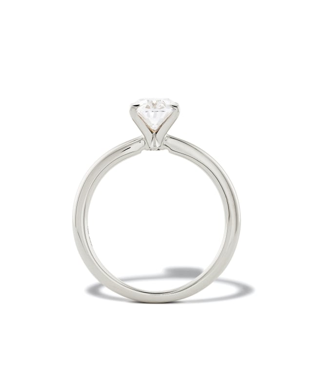 Oval Solitaire Engagement Ring in 14k White Gold image number 3.0