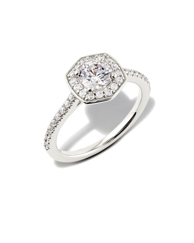 Round Iconic Halo Engagement Ring in 14k White Gold image number 3.0