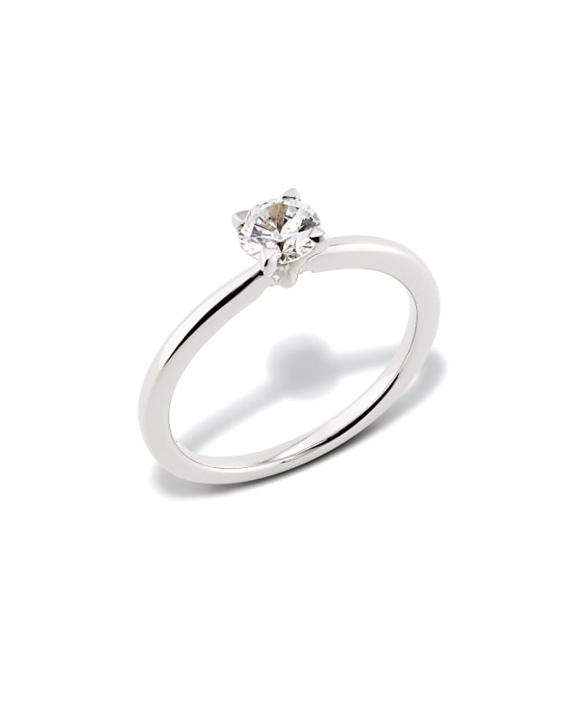 Round Solitaire Engagement Ring in 14k White Gold image number 3.0